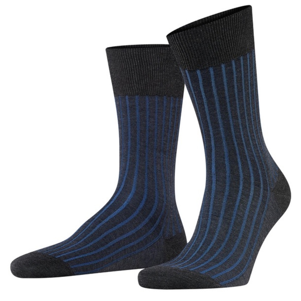 FALKE MENS SHADOW COTTON RIBBED SOCKS ANTHRACITE GREY SIZE US 11-12 LARGE NWT